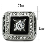 High polished (no plating) Stainless Steel Ring with AAA Grade CZ  in Clear