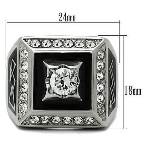 High polished (no plating) Stainless Steel Ring with AAA Grade CZ  in Clear