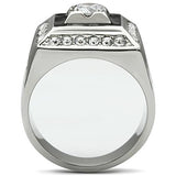 High polished (no plating) Stainless Steel Ring with AAA Grade CZ  in Clear