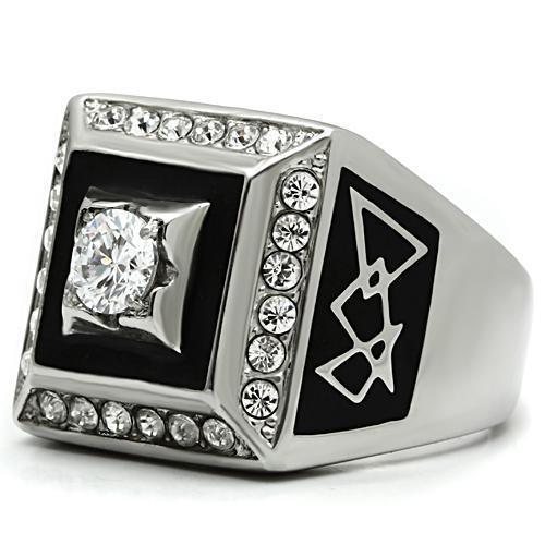 High polished (no plating) Stainless Steel Ring with AAA Grade CZ  in Clear