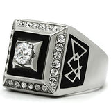 High polished (no plating) Stainless Steel Ring with AAA Grade CZ  in Clear