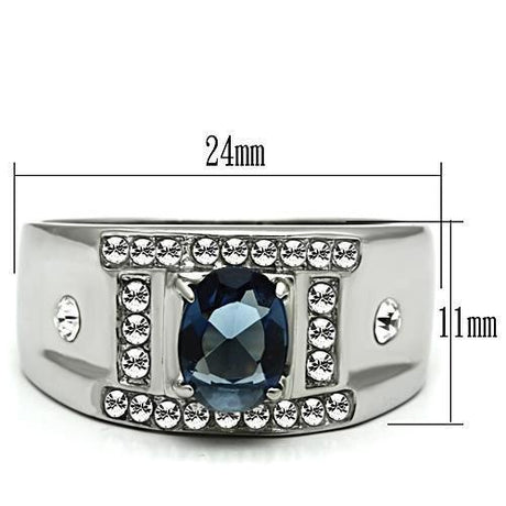 High polished (no plating) Stainless Steel Ring with Synthetic Synthetic Glass in Montana