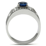 High polished (no plating) Stainless Steel Ring with Synthetic Synthetic Glass in Montana