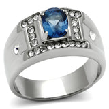 High polished (no plating) Stainless Steel Ring with Synthetic Synthetic Glass in Montana