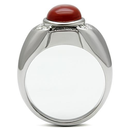 High polished (no plating) Stainless Steel Ring with Semi-Precious Onyx in Siam