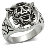 High polished (no plating) Stainless Steel Ring with Top Grade Crystal  in Jet