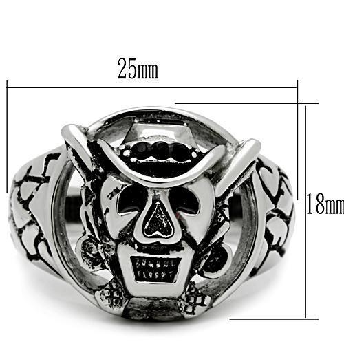 High polished (no plating) Stainless Steel Ring with Top Grade Crystal  in Jet