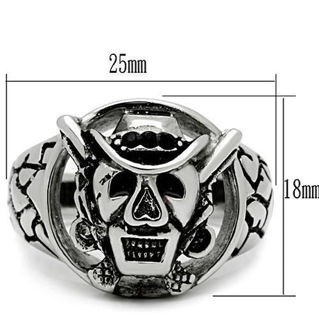 High polished (no plating) Stainless Steel Ring with Top Grade Crystal  in Jet