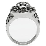 High polished (no plating) Stainless Steel Ring with Top Grade Crystal  in Jet