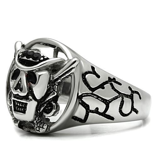 High polished (no plating) Stainless Steel Ring with Top Grade Crystal  in Jet