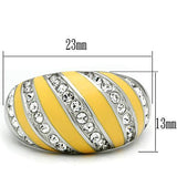 High polished (no plating) Stainless Steel Ring with Top Grade Crystal  in Clear