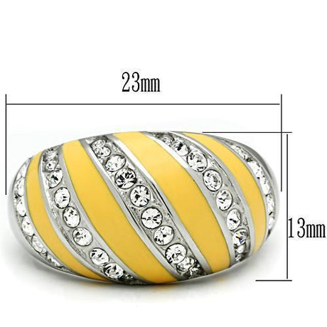 High polished (no plating) Stainless Steel Ring with Top Grade Crystal  in Clear