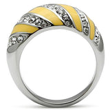 High polished (no plating) Stainless Steel Ring with Top Grade Crystal  in Clear
