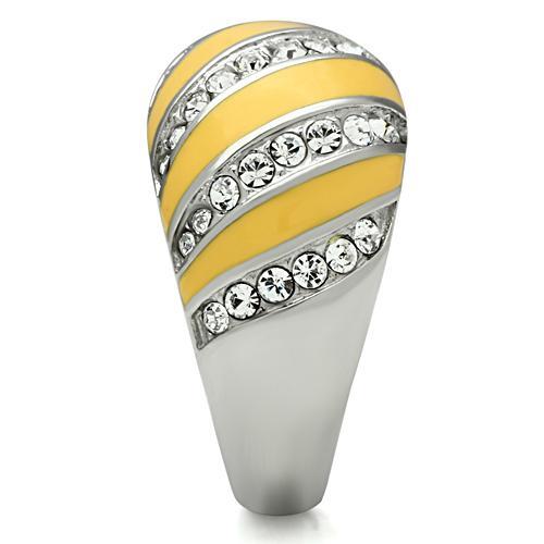 High polished (no plating) Stainless Steel Ring with Top Grade Crystal  in Clear
