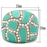 High polished (no plating) Stainless Steel Ring with Top Grade Crystal  in Aurora Borealis (Rainbow Effect)