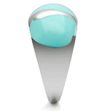 High polished (no plating) Stainless Steel Ring with Epoxy  in Turquoise