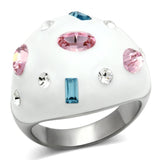 High polished (no plating) Stainless Steel Ring with Top Grade Crystal  in Multi Color