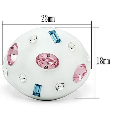 High polished (no plating) Stainless Steel Ring with Top Grade Crystal  in Multi Color
