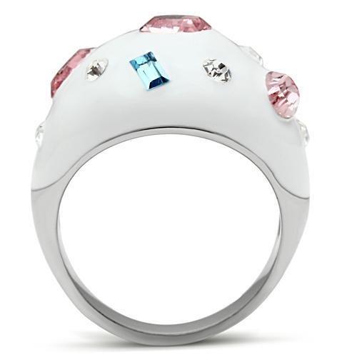High polished (no plating) Stainless Steel Ring with Top Grade Crystal  in Multi Color