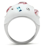 High polished (no plating) Stainless Steel Ring with Top Grade Crystal  in Multi Color