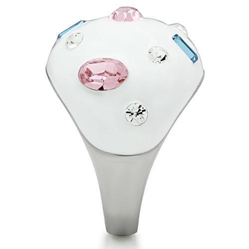 High polished (no plating) Stainless Steel Ring with Top Grade Crystal  in Multi Color