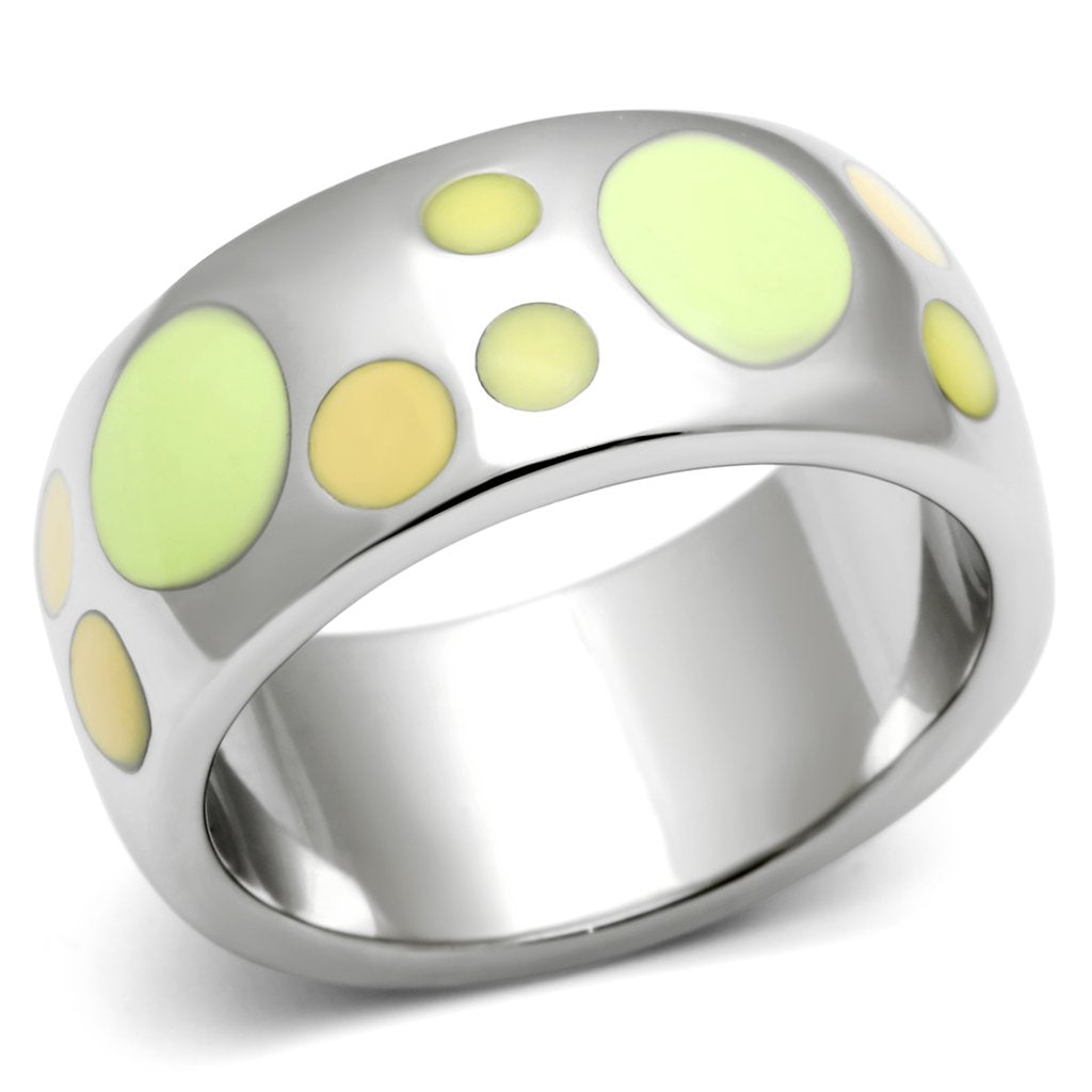 High polished (no plating) Stainless Steel Ring with Epoxy  in Multi Color