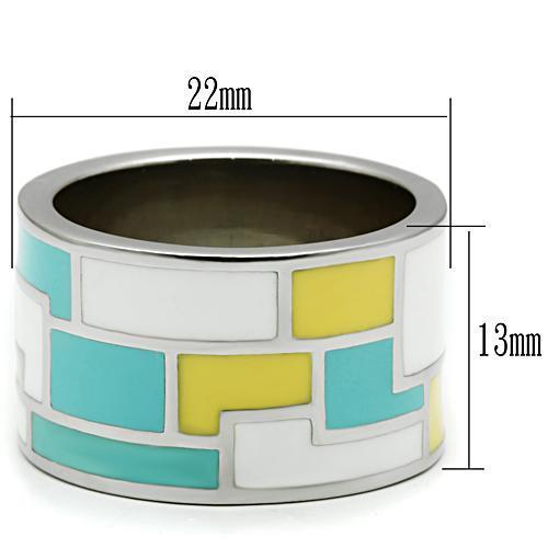 High polished (no plating) Stainless Steel Ring with Epoxy  in Multi Color