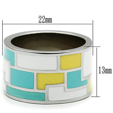 High polished (no plating) Stainless Steel Ring with Epoxy  in Multi Color