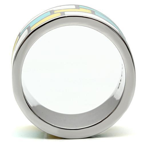 High polished (no plating) Stainless Steel Ring with Epoxy  in Multi Color