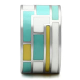 High polished (no plating) Stainless Steel Ring with Epoxy  in Multi Color