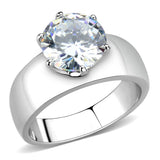 High polished (no plating) Stainless Steel Ring with AAA Grade CZ  in Clear