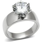 High polished (no plating) Stainless Steel Ring with AAA Grade CZ  in Clear