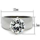High polished (no plating) Stainless Steel Ring with AAA Grade CZ  in Clear