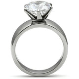 High polished (no plating) Stainless Steel Ring with AAA Grade CZ  in Clear