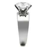 High polished (no plating) Stainless Steel Ring with AAA Grade CZ  in Clear