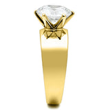 Ion Gold Plating Stainless Steel Ring with AAA Grade CZ  in Clear