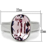 High polished (no plating) Stainless Steel Ring with Top Grade Crystal  in Light Amethyst