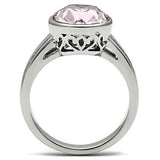 High polished (no plating) Stainless Steel Ring with Top Grade Crystal  in Light Amethyst