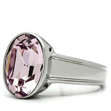 High polished (no plating) Stainless Steel Ring with Top Grade Crystal  in Light Amethyst