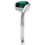 High polished (no plating) Stainless Steel Ring with Synthetic Synthetic Glass in Blue Zircon