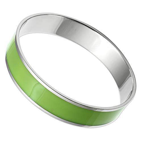 High polished (no plating) Stainless Steel Bangle with Epoxy  in Emerald