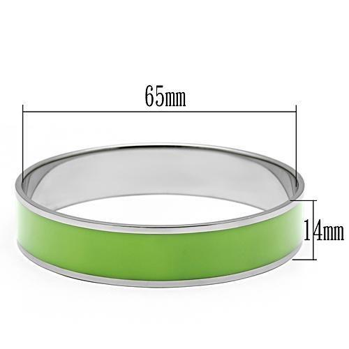 High polished (no plating) Stainless Steel Bangle with Epoxy  in Emerald