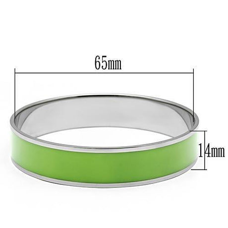 High polished (no plating) Stainless Steel Bangle with Epoxy  in Emerald