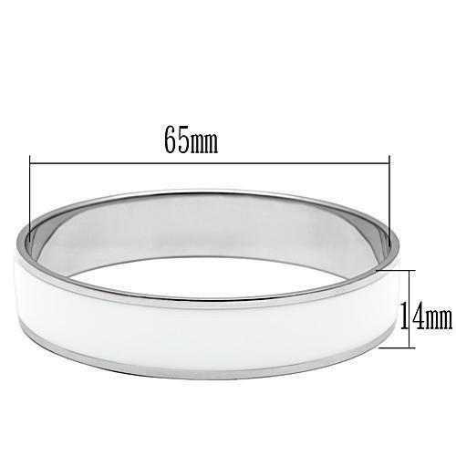 High polished (no plating) Stainless Steel Bangle with Epoxy  in White