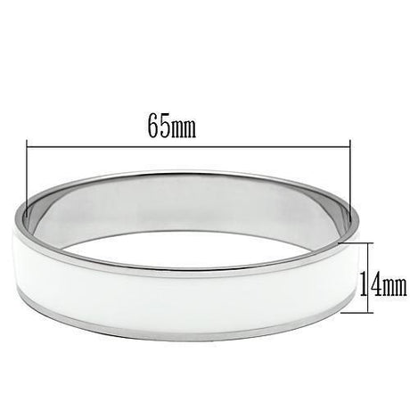 High polished (no plating) Stainless Steel Bangle with Epoxy  in White