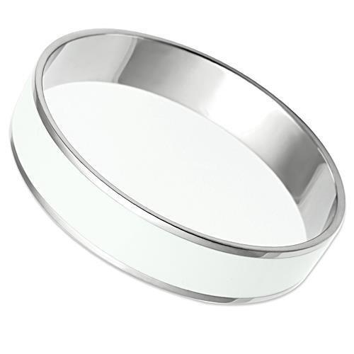 High polished (no plating) Stainless Steel Bangle with Epoxy  in White