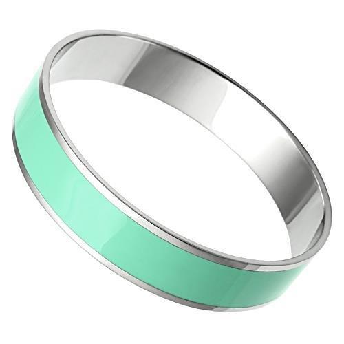 High polished (no plating) Stainless Steel Bangle with Epoxy  in Aquamarine