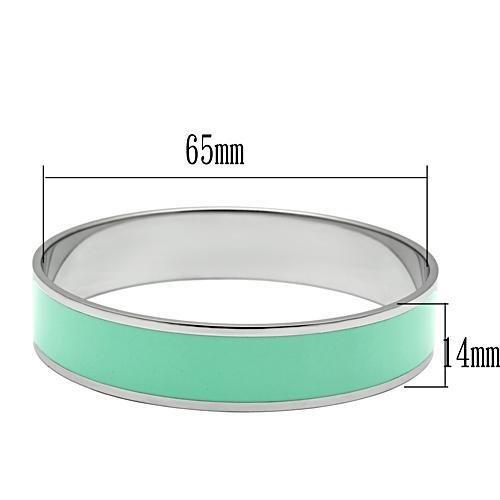 High polished (no plating) Stainless Steel Bangle with Epoxy  in Aquamarine