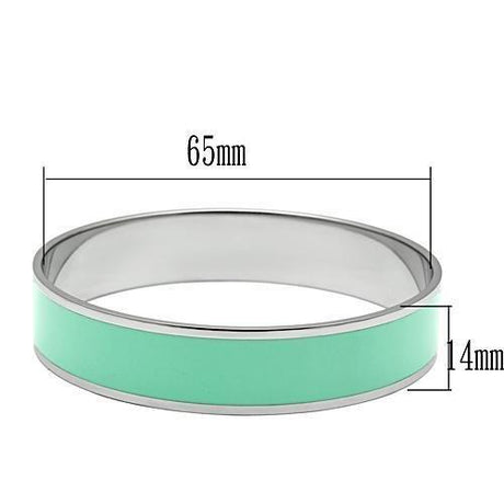 High polished (no plating) Stainless Steel Bangle with Epoxy  in Aquamarine