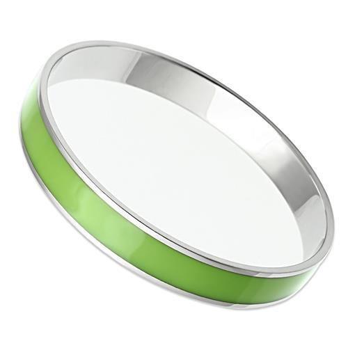 High polished (no plating) Stainless Steel Bangle with Epoxy  in Emerald
